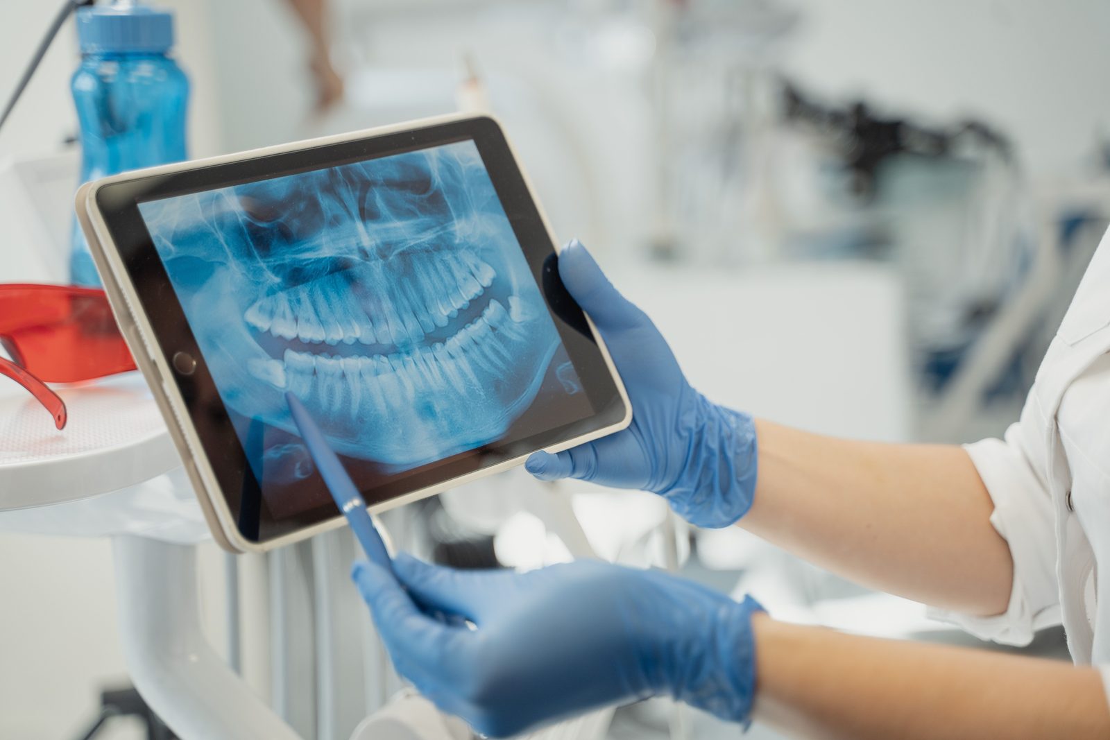 Dental images reviewed on a tablet