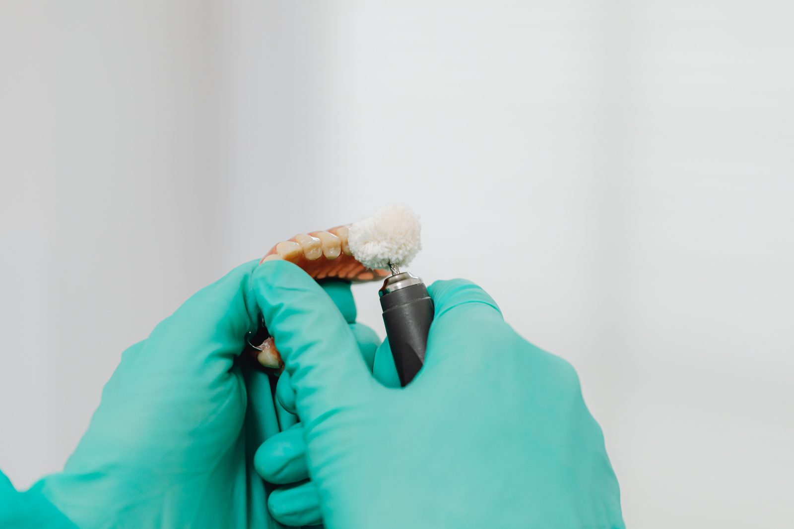Dental appliance being finished in the laboratory