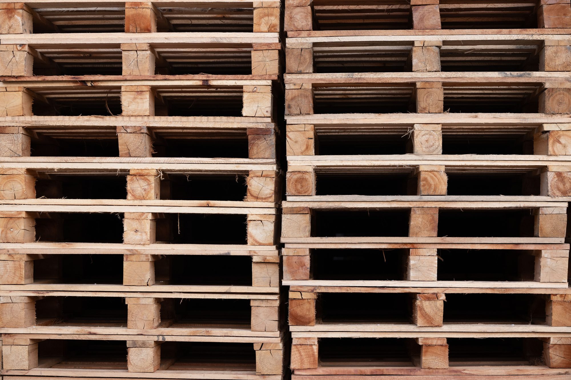 Export pallets prepared for consolidated shipment