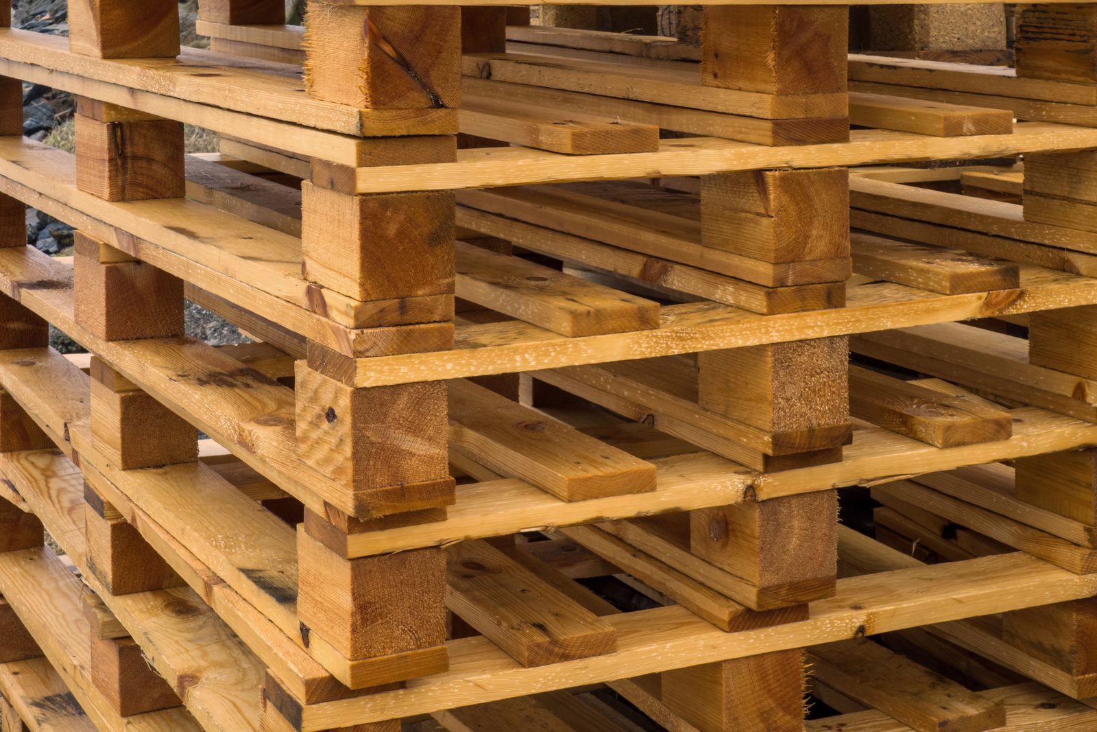 Wooden pallets stacked ready for export crating